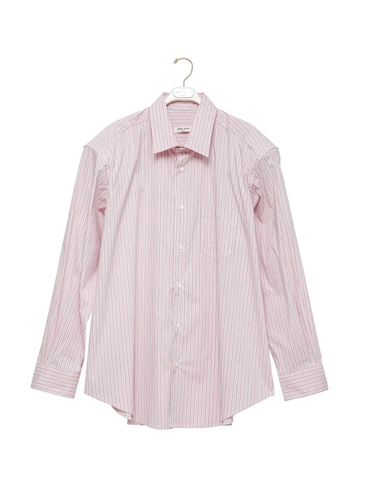 Paper Moon - Korean Women Fashion - #momslook - Boyfriend Fit Oversized Stripe Button Down Shirt - 6