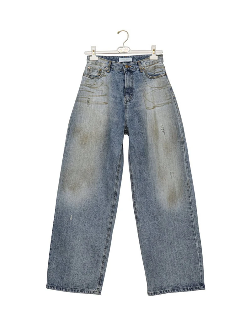 Paper Moon - Korean Women Fashion - #pursuepretty - Dusty Mud Washing Wide Denim Trousers - 9