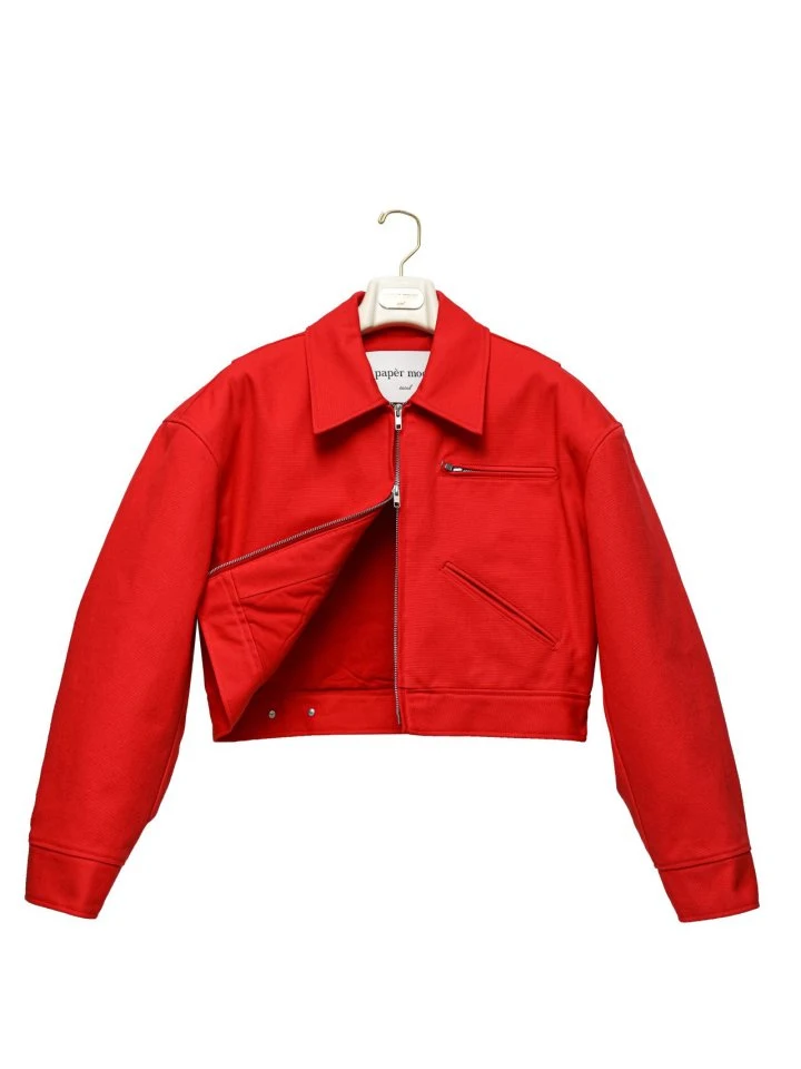 Paper Moon - Korean Women Fashion - #restrostyle - Oversized Cotton Padding Crop Trucker Jacket - 6