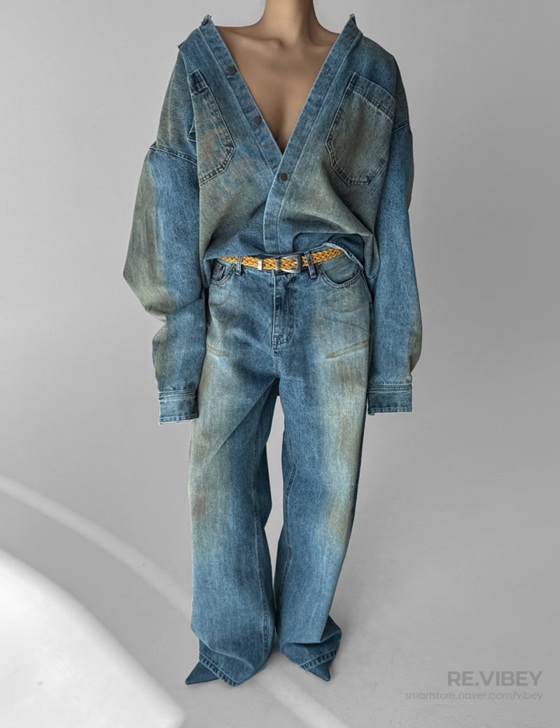 Paper Moon - Korean Women Fashion - #vintagekidsstyle - Dusty Mud Washing Wide Denim Trousers - 8