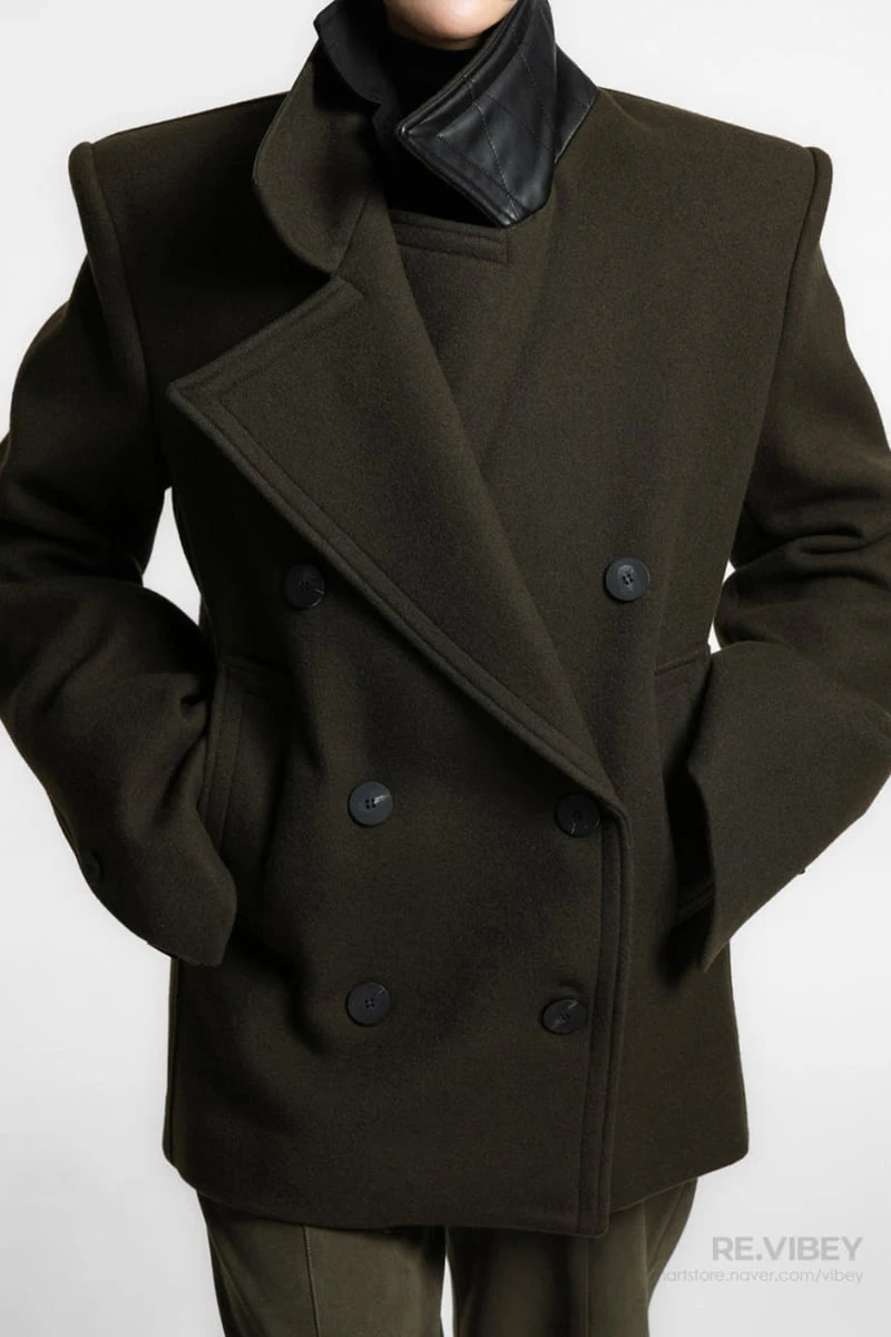 Paper Moon - Korean Women Fashion - #womensfashion - Oversized Virgin Wool Classic Pea Coat - 6