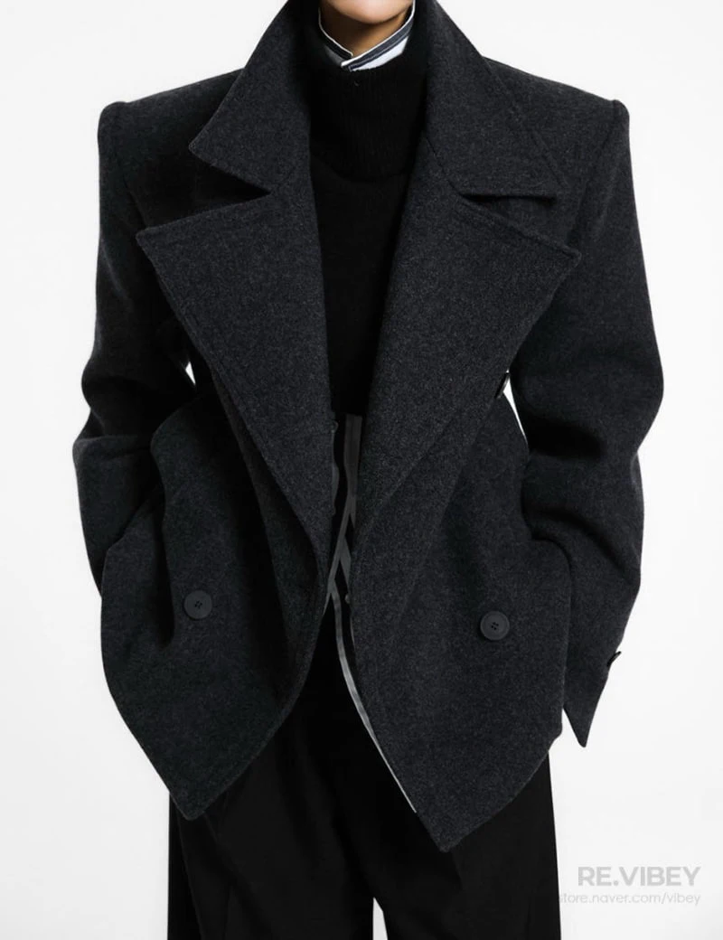 Paper Moon - Korean Women Fashion - #womensfashion - Oversized Virgin Wool Classic Pea Coat - 8