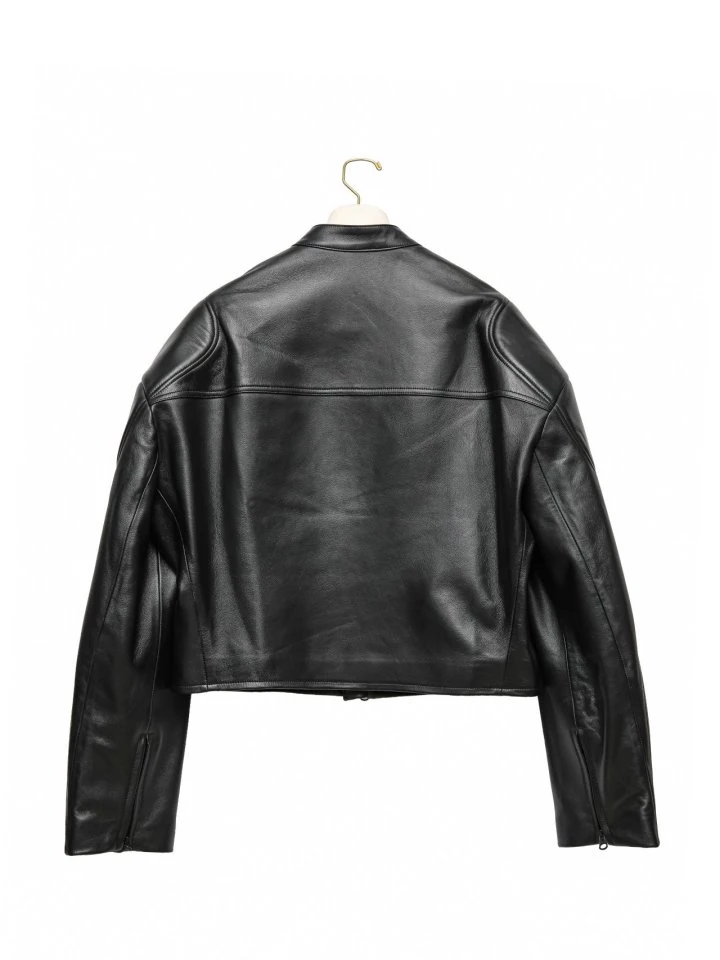 Paper Moon - Korean Women Fashion - #womensfashion - Lux Oversized Lambskin Leather Racer Biker Jacket - 5