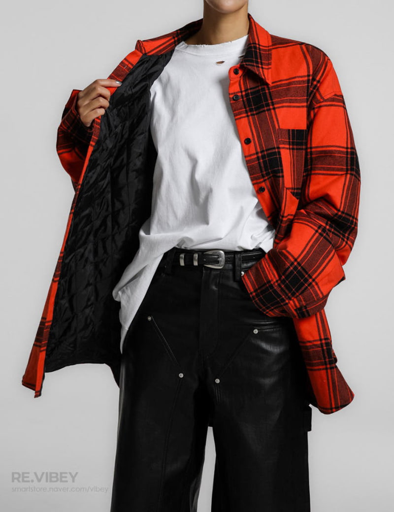 Paper Moon - Korean Women Fashion - #womensfashion - Oversized Check Quilting Button Down Shirt Jacket - 8