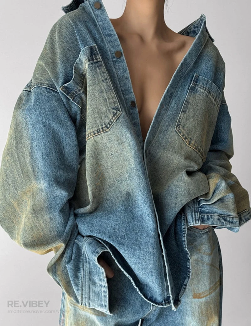 Paper Moon - Korean Women Fashion - #womensfashion - Dusty Washing Over Denim Button Down Shirt - 7