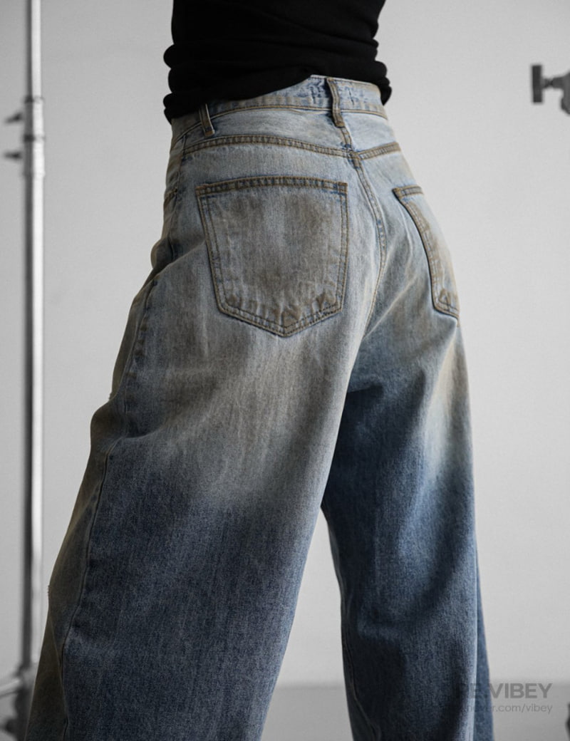 Paper Moon - Korean Women Fashion - #womensfashion - Dusty Mud Washing Wide Denim Trousers - 2