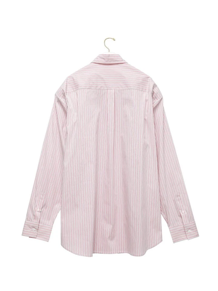 Paper Moon - Korean Women Fashion - #womensfashion - Boyfriend Fit Oversized Stripe Button Down Shirt - 7