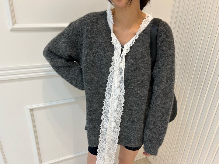 Pearls room - Korean Women Fashion - #momslook - Lace Wool Cardigan - 7