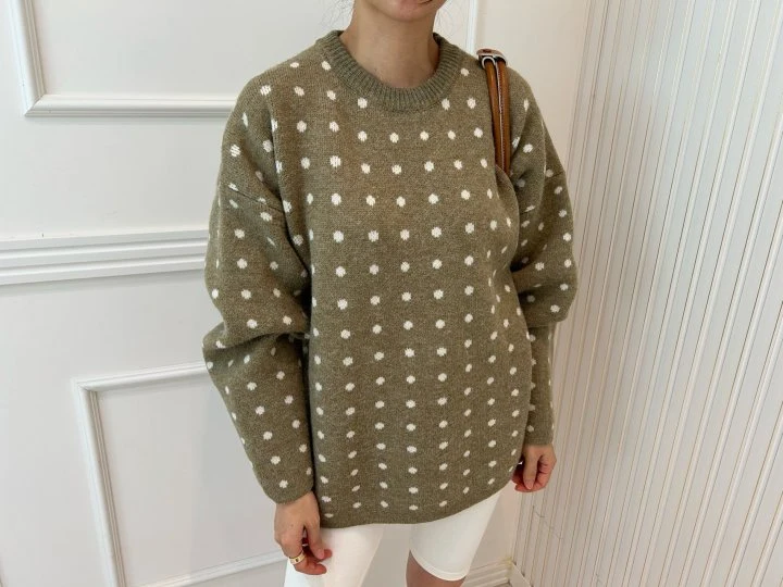 Pearls room - Korean Women Fashion - #momslook - Dot Knit Sweater - 8