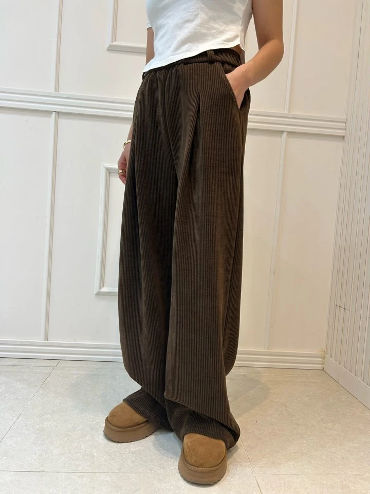 Pearls room - Korean Women Fashion - #momslook - Corduroy Pants - 8