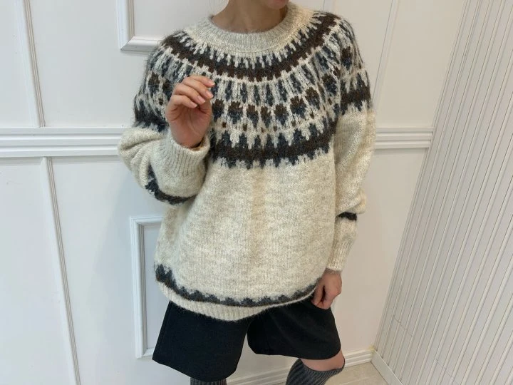 Pearls room - Korean Women Fashion - #momslook - Beagle Knit Sweater - 6