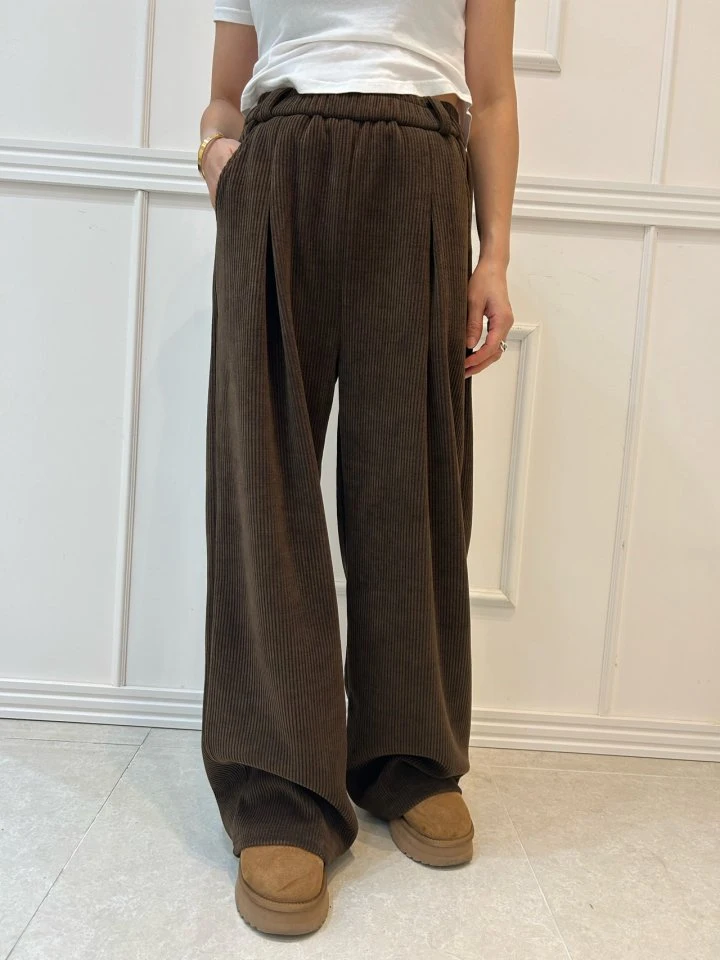 Pearls room - Korean Women Fashion - #restrostyle - Corduroy Pants - 3