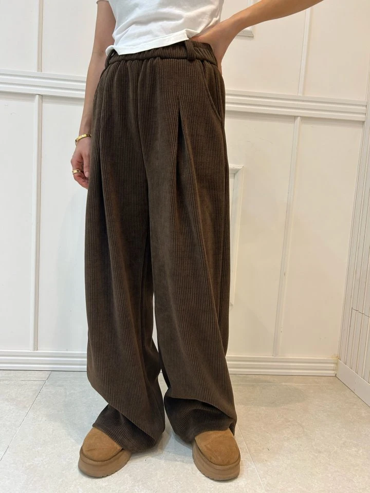 Pearls room - Korean Women Fashion - #thatsdarling - Corduroy Pants - 6