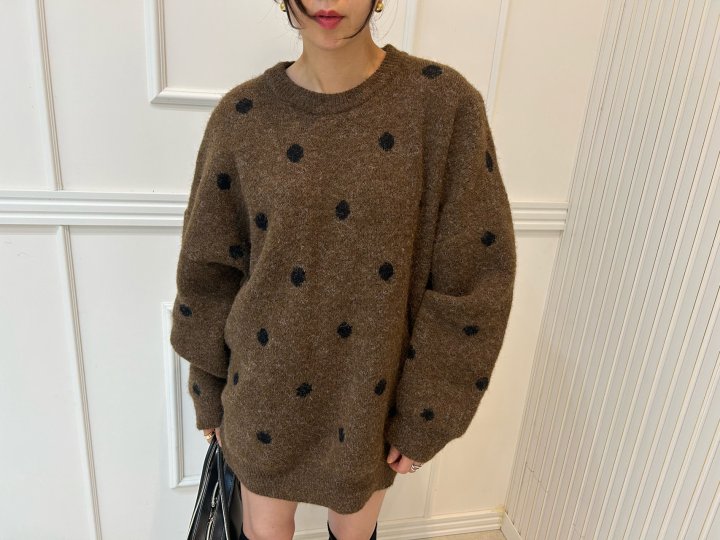 Pearls room - Korean Women Fashion - #thelittlethings - Dot Muffler Sweater Set - 6