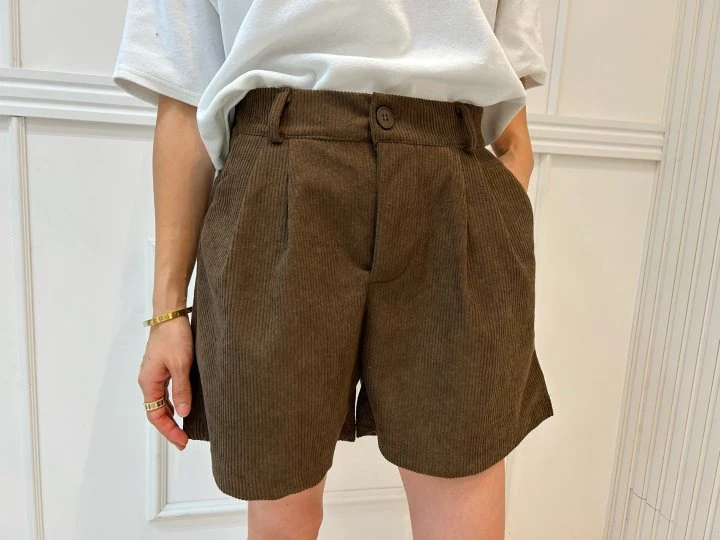 Pearls room - Korean Women Fashion - #womensfashion - Corduroy Half Pants - 7