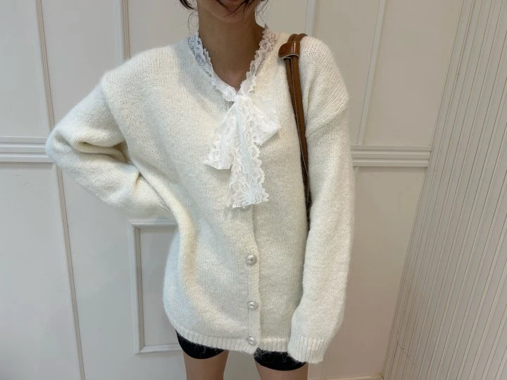 Pearls room - Korean Women Fashion - #womensfashion - Lace Wool Cardigan - 10