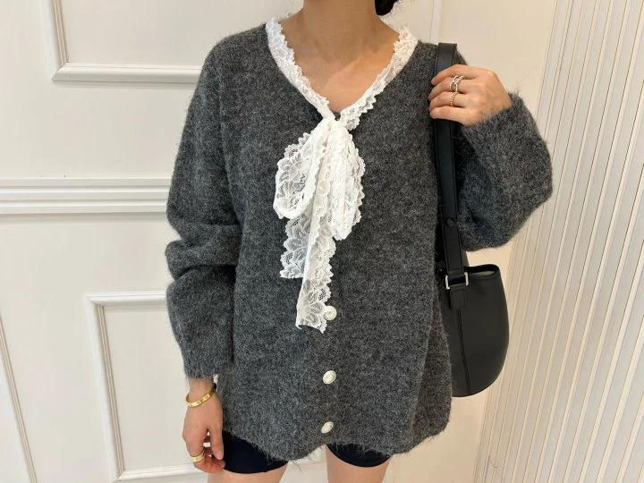 Pearls room - Korean Women Fashion - #womensfashion - Lace Wool Cardigan - 6