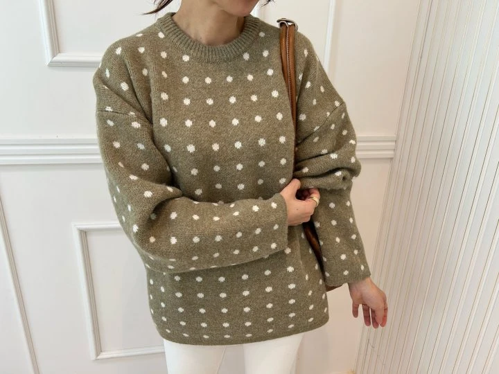 Pearls room - Korean Women Fashion - #womensfashion - Dot Knit Sweater - 11