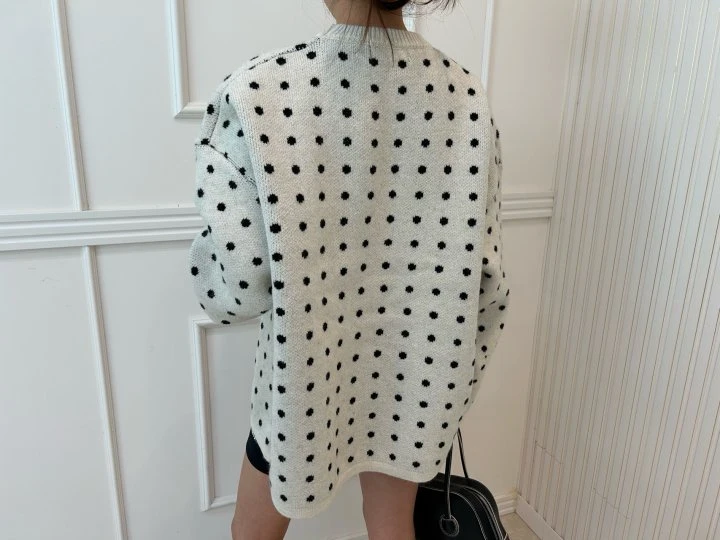 Pearls room - Korean Women Fashion - #womensfashion - Dot Knit Sweater - 7