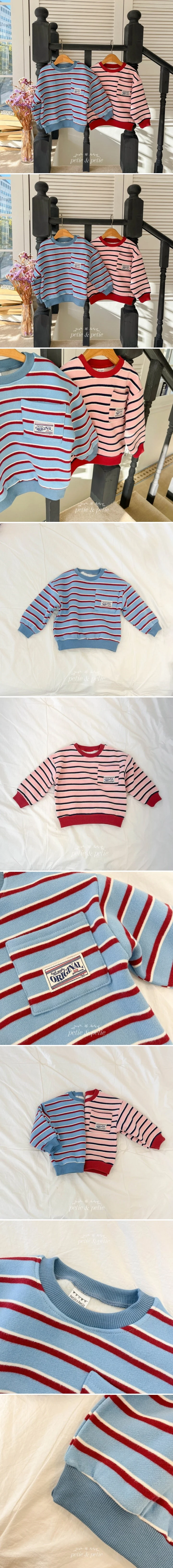 Petit & Petit - Korean Children Fashion - #kidsshorts - Stripe Pocket Sweatshirts