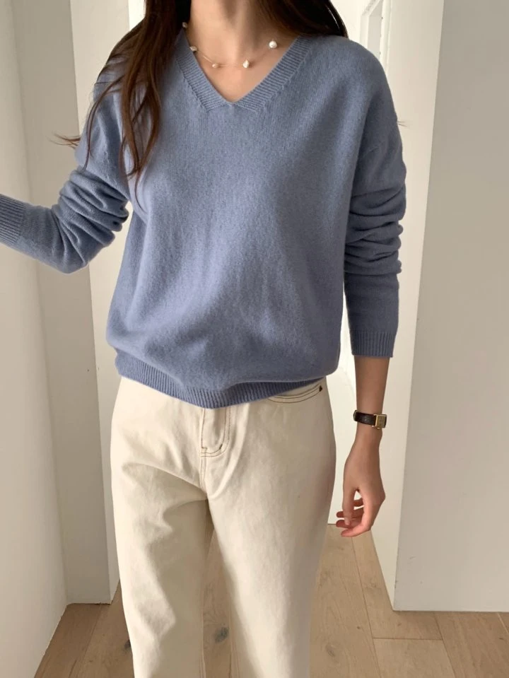 Pomelo - Korean Women Fashion - #womensfashion - Wholegarment V Neck Knit Wool Sweater - 4