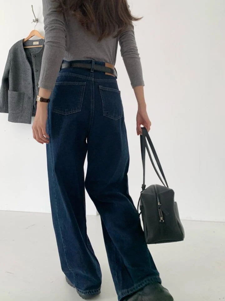 Pomelo - Korean Women Fashion - #momslook - Fleece Inside Denim Pants - 6