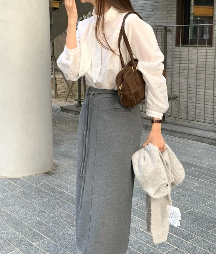 Pomelo - Korean Women Fashion - #momslook - Maxi Wool Skirt - 2