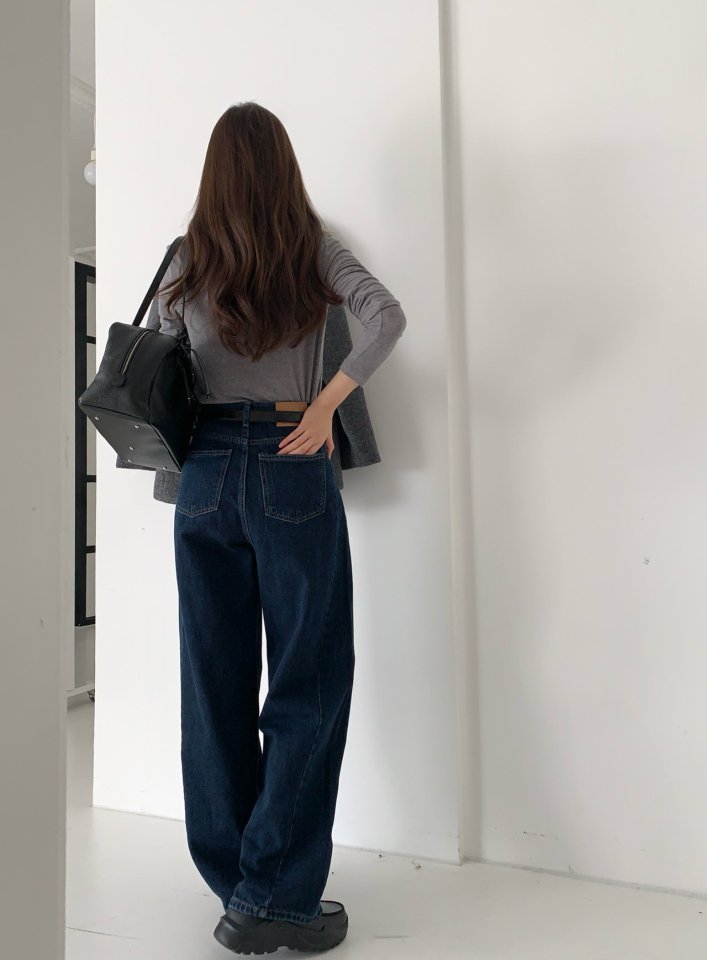 Pomelo - Korean Women Fashion - #momslook - Inside Fleeced Denim Pants - 4