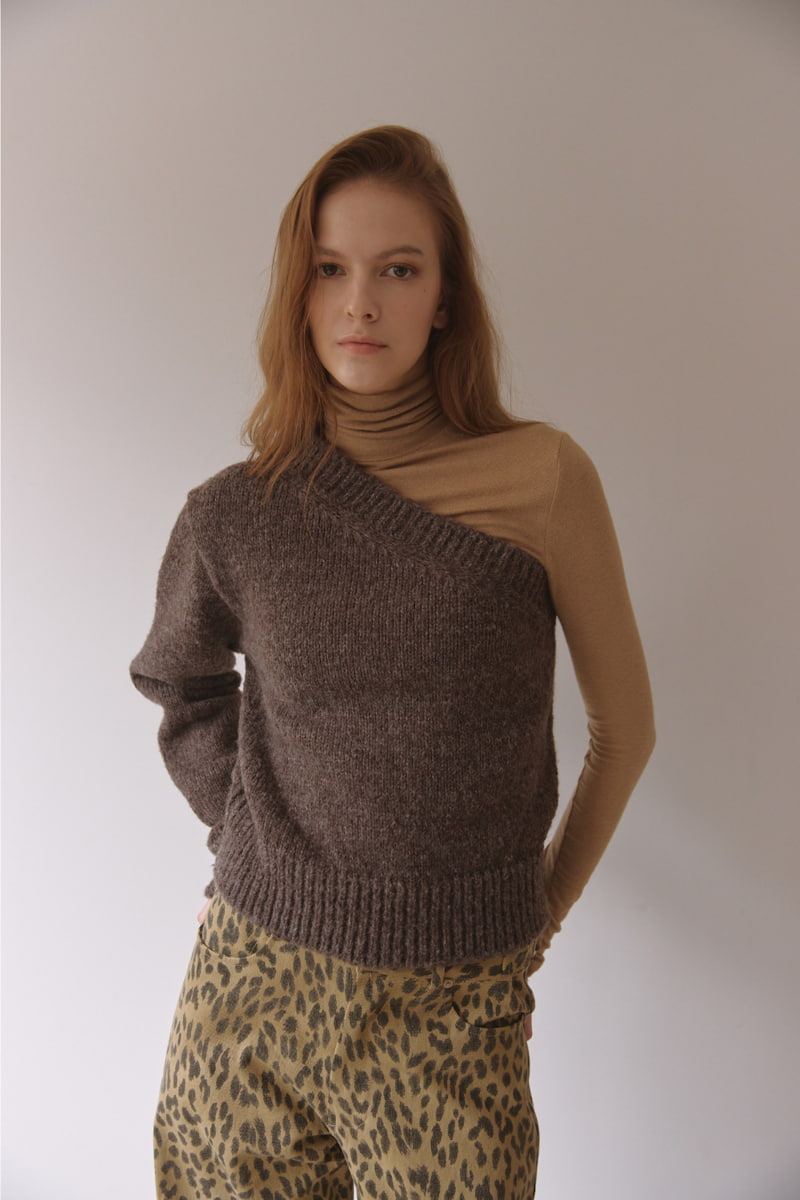 Project Wave - Korean Women Fashion - #momslook - Unbalance Knit Sweater - 5