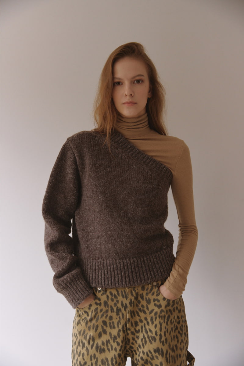 Project Wave - Korean Women Fashion - #momslook - Unbalance Knit Sweater - 4