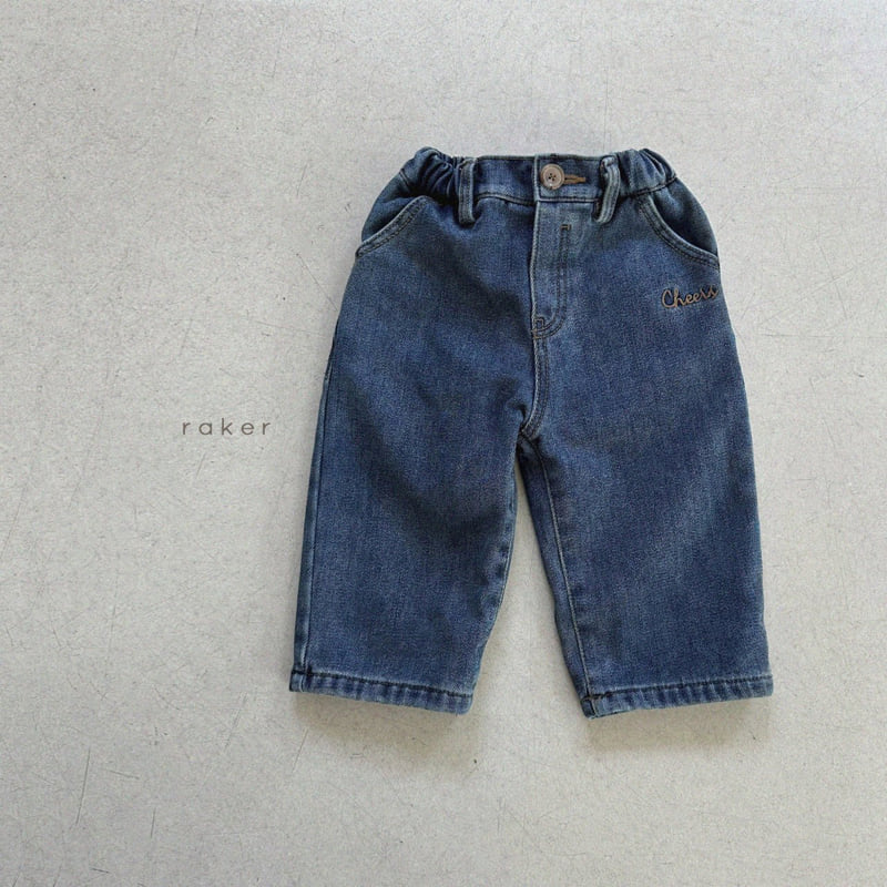 Raker - Korean Children Fashion - #designkidswear - Cheers Denim Fleece Pants