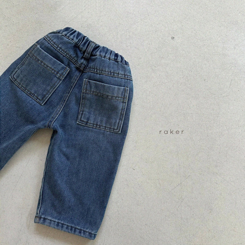 Raker - Korean Children Fashion - #discoveringself - Cheers Denim Fleece Pants - 2