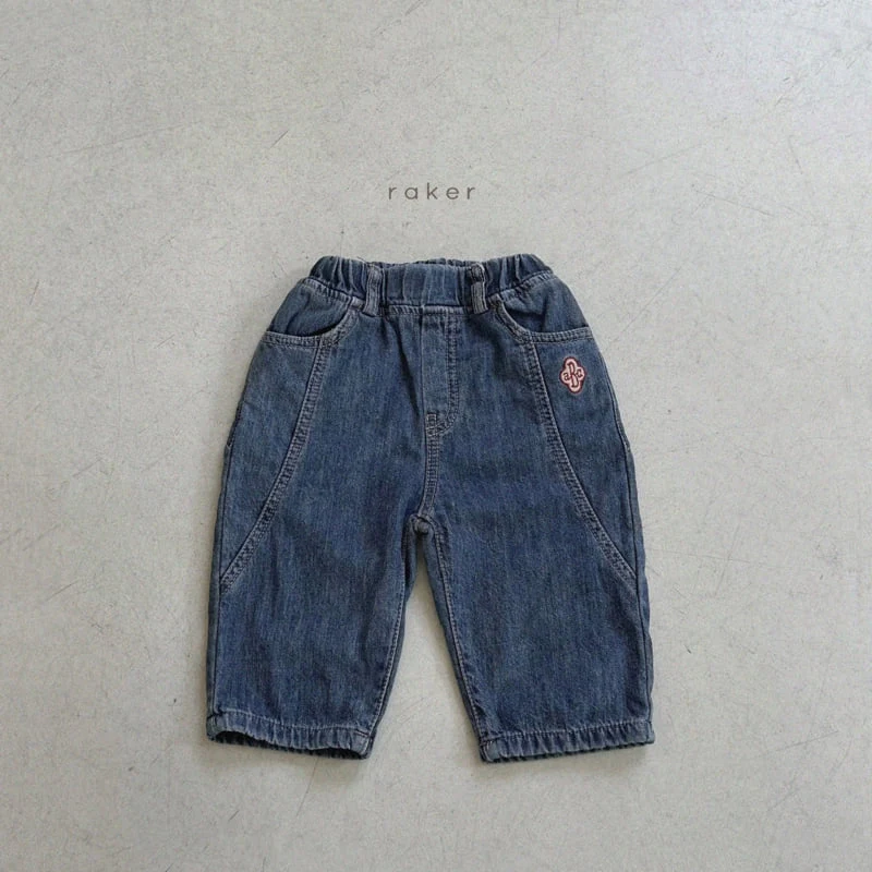 Raker - Korean Children Fashion - #kidsshorts - Clover Denim Bonding Pants - 6