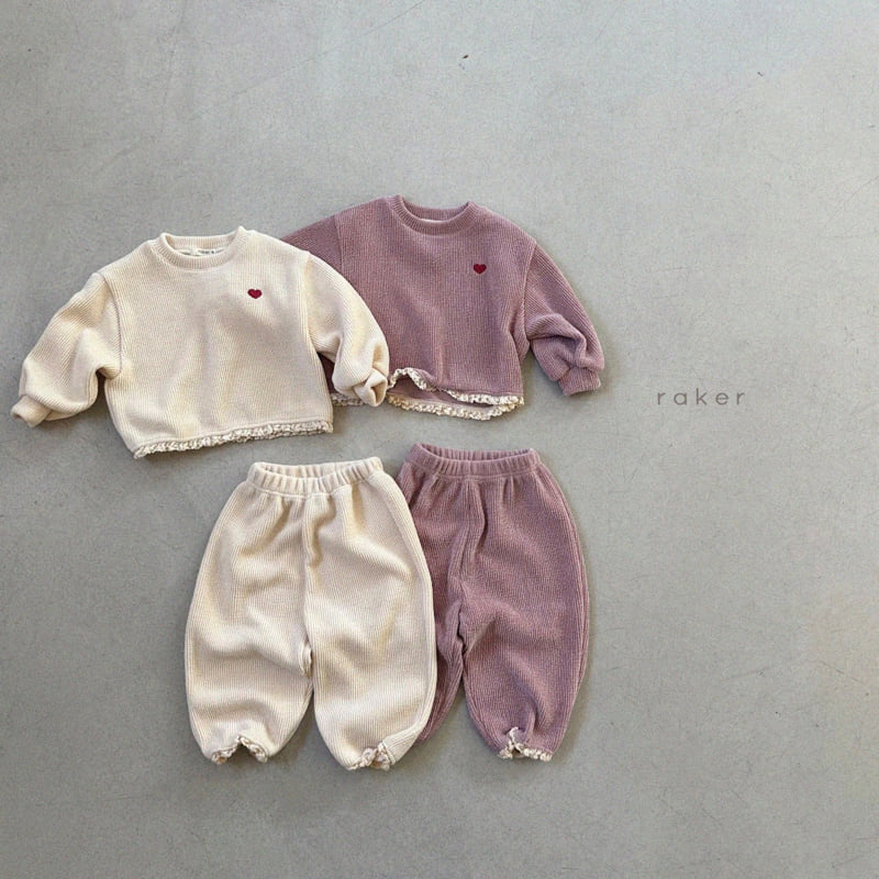 Raker - Korean Children Fashion - #prettylittlegirls - Heart Lace Top Bottom Set