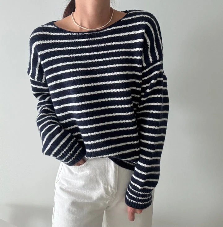 Ripple - Korean Women Fashion - #momslook - Buddy Stripe Knit Sweater