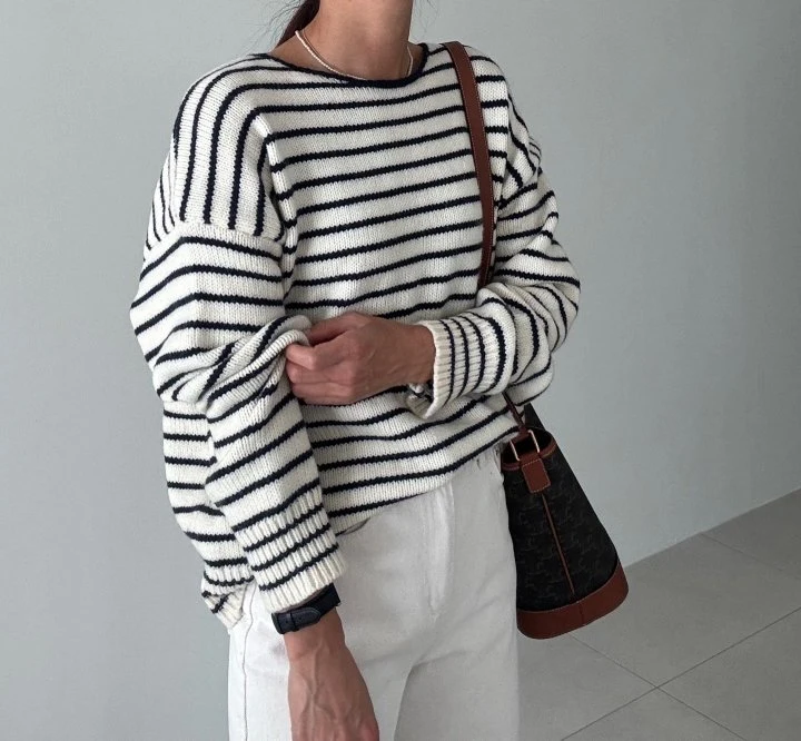 Ripple - Korean Women Fashion - #momslook - Buddy Stripe Knit Sweater - 4