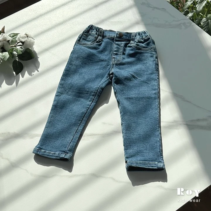 Roy - Korean Children Fashion - #childofig - Slim Fleece Denim Pants