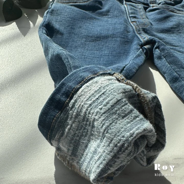 Roy - Korean Children Fashion - #kidzfashiontrend - Slim Fleece Denim Pants - 8