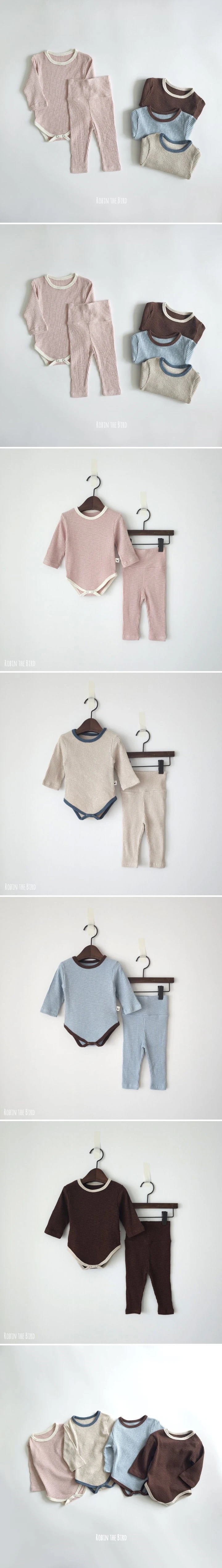 Saerobin - Korean Baby Fashion - #babyootd - Modal Rib Bodysuit with Leggings - 2