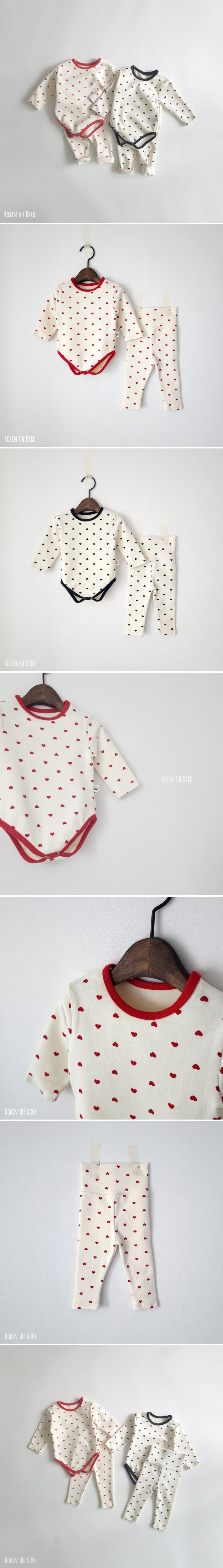 Saerobin - Korean Baby Fashion - #smilingbaby - Heart Fleece Body Suit