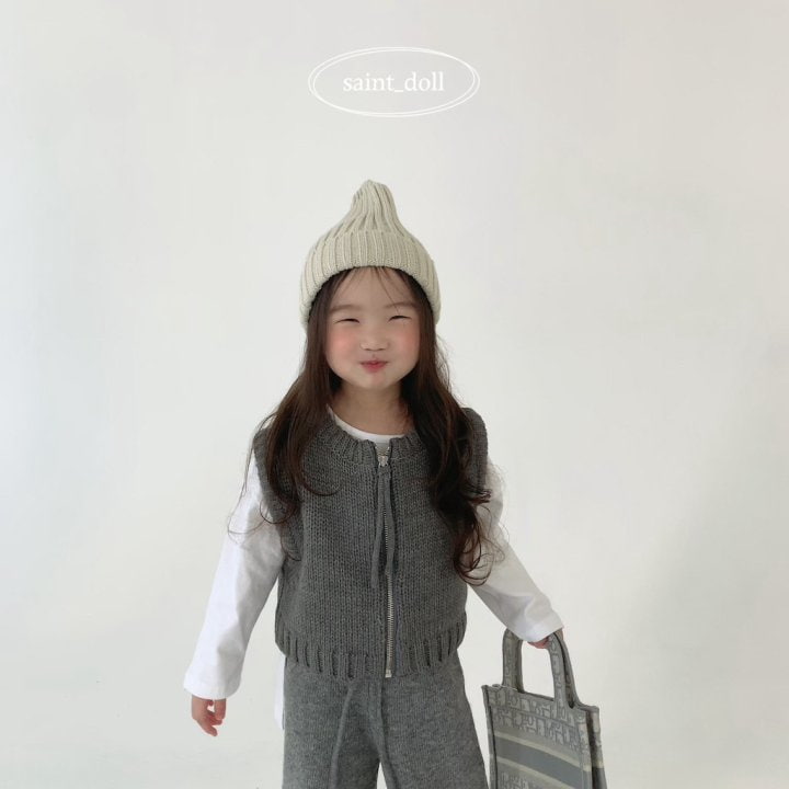 Saint Doll - Korean Children Fashion - #kidsshorts - Zipper Knit Vest - 5