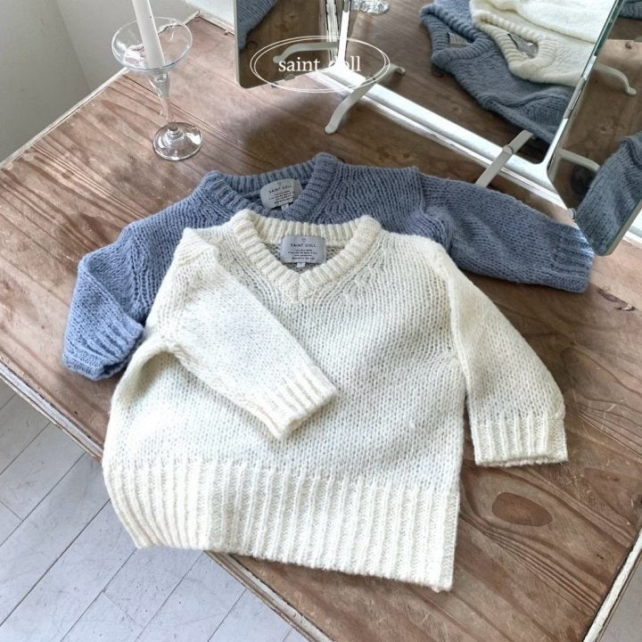 Saint Doll - Korean Children Fashion - #magicofchildhood - Mohair V-neck Long Knit With Mom - 2