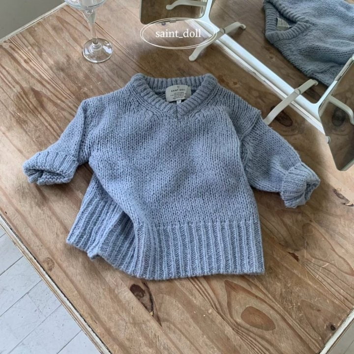 Saint Doll - Korean Children Fashion - #minifashionista - Mohair V-neck Long Knit With Mom - 4