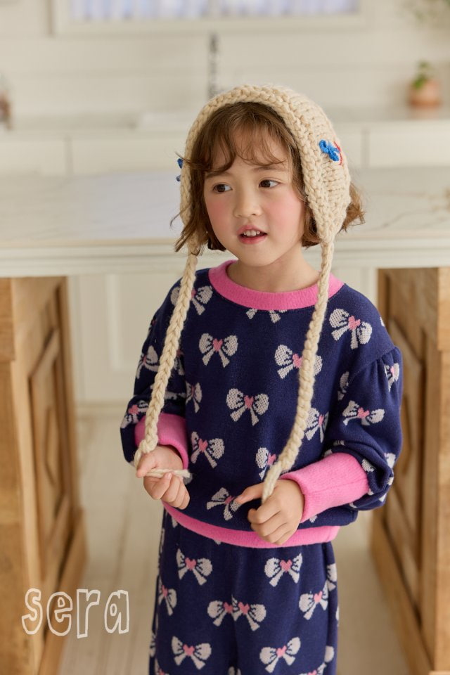 Sera - Korean Children Fashion - #Kfashion4kids - Ribbon Jacquard Top Bottom Set - 6