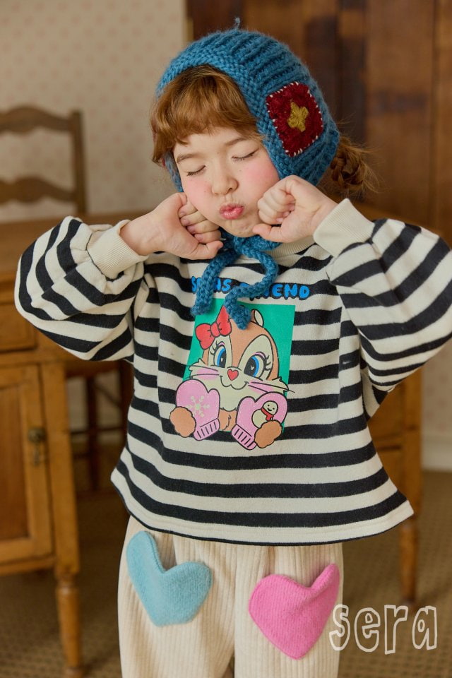 Sera - Korean Children Fashion - #childofig - Sweet Gloves Striped Sweatshirt