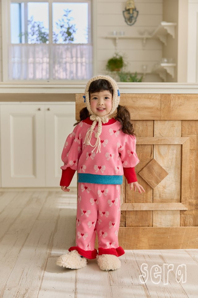 Sera - Korean Children Fashion - #discoveringself - Ribbon Jacquard Top Bottom Set