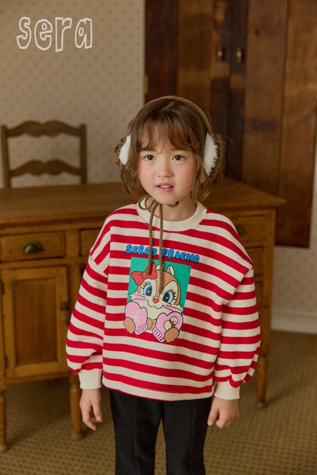 Sera - Korean Children Fashion - #fashionkids - Sweet Gloves Striped Sweatshirt - 5