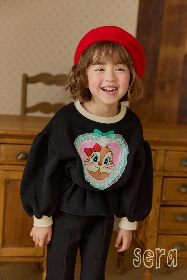 Sera - Korean Children Fashion - #fashionkids - Heart Lace Long Sweatshirt