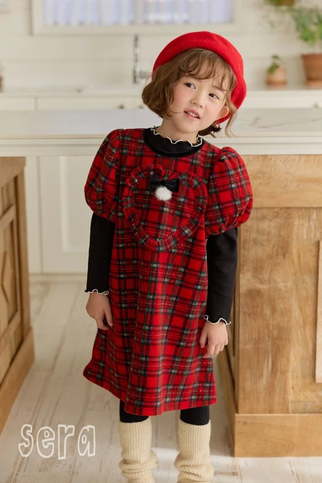 Sera - Korean Children Fashion - #kidsshorts - Check Heart Dress - 9