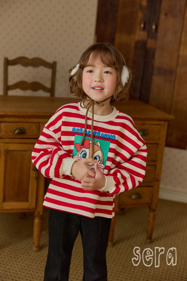 Sera - Korean Children Fashion - #kidsshorts - Sweet Gloves Striped Sweatshirt - 6